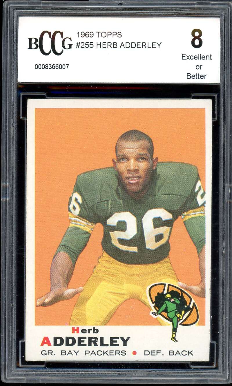 Herb Adderley Card 1969 Topps #255 BGS BCCG 8 Image 1