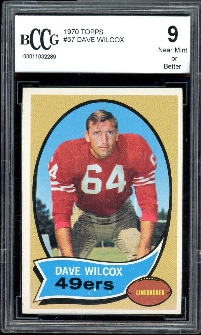 Dave Wilcox Card 1970 Topps #57 BGS BCCG 9 Image 1
