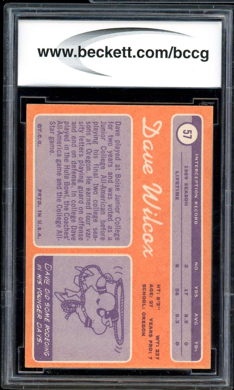 Dave Wilcox Card 1970 Topps #57 BGS BCCG 9 Image 2