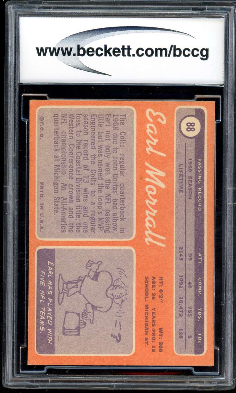 Earl Morrall Card 1970 Topps #88 BGS BCCG 9 Image 2