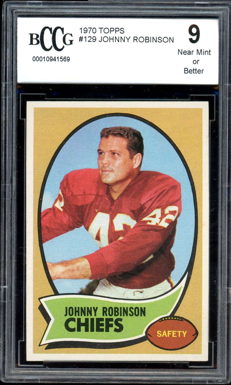 Johnny Robinson Card 1970 Topps #129 BGS BCCG 9 Image 1