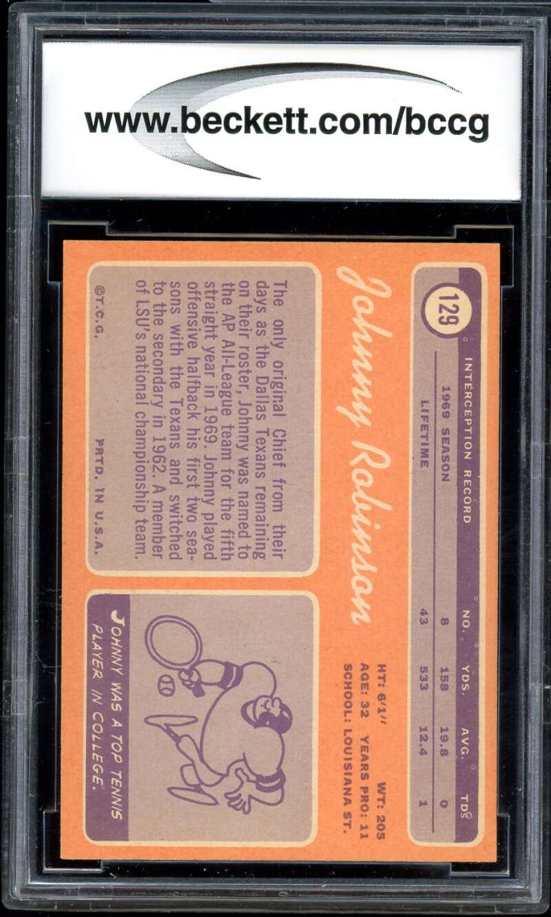 Johnny Robinson Card 1970 Topps #129 BGS BCCG 9 Image 2