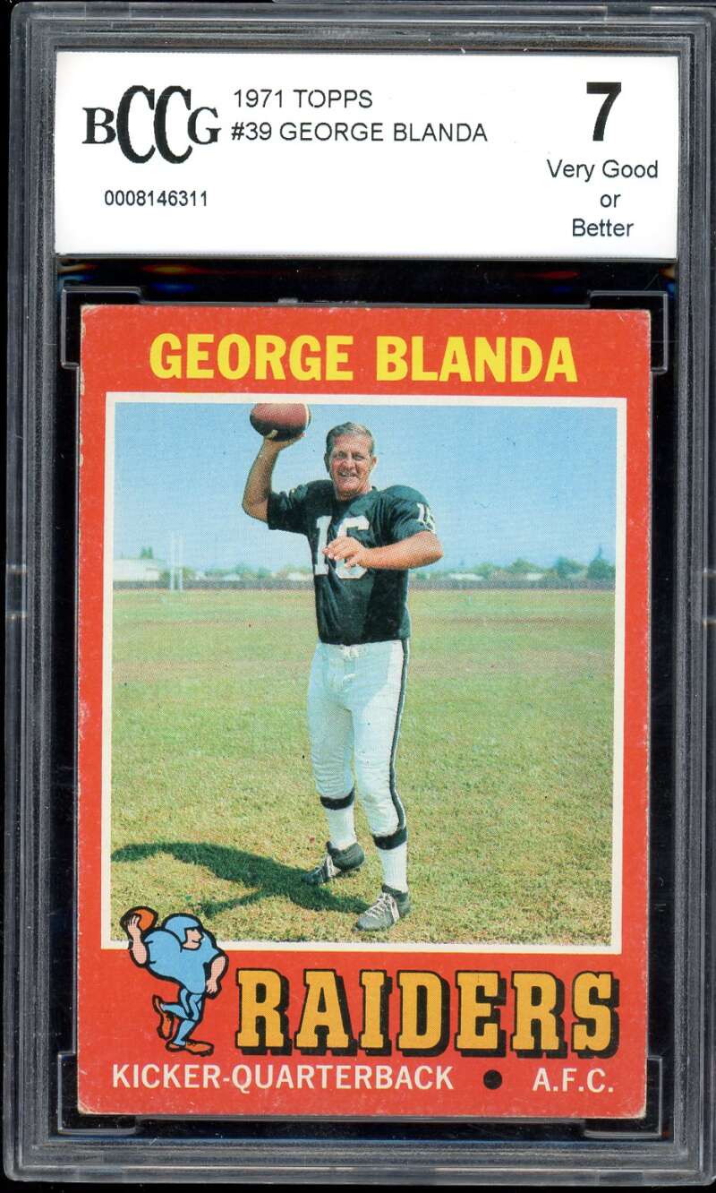 George Blanda Card 1971 Topps #39 BGS BCCG 7 Image 1