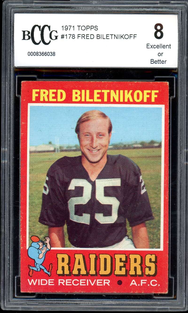 Fred Biletnikoff Card 1971 Topps #178 BGS BCCG 8 Image 1