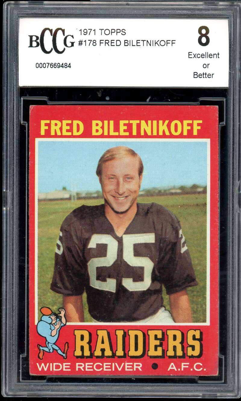 Fred Biletnikoff Card 1971 Topps #178 BGS BCCG 8 Image 1