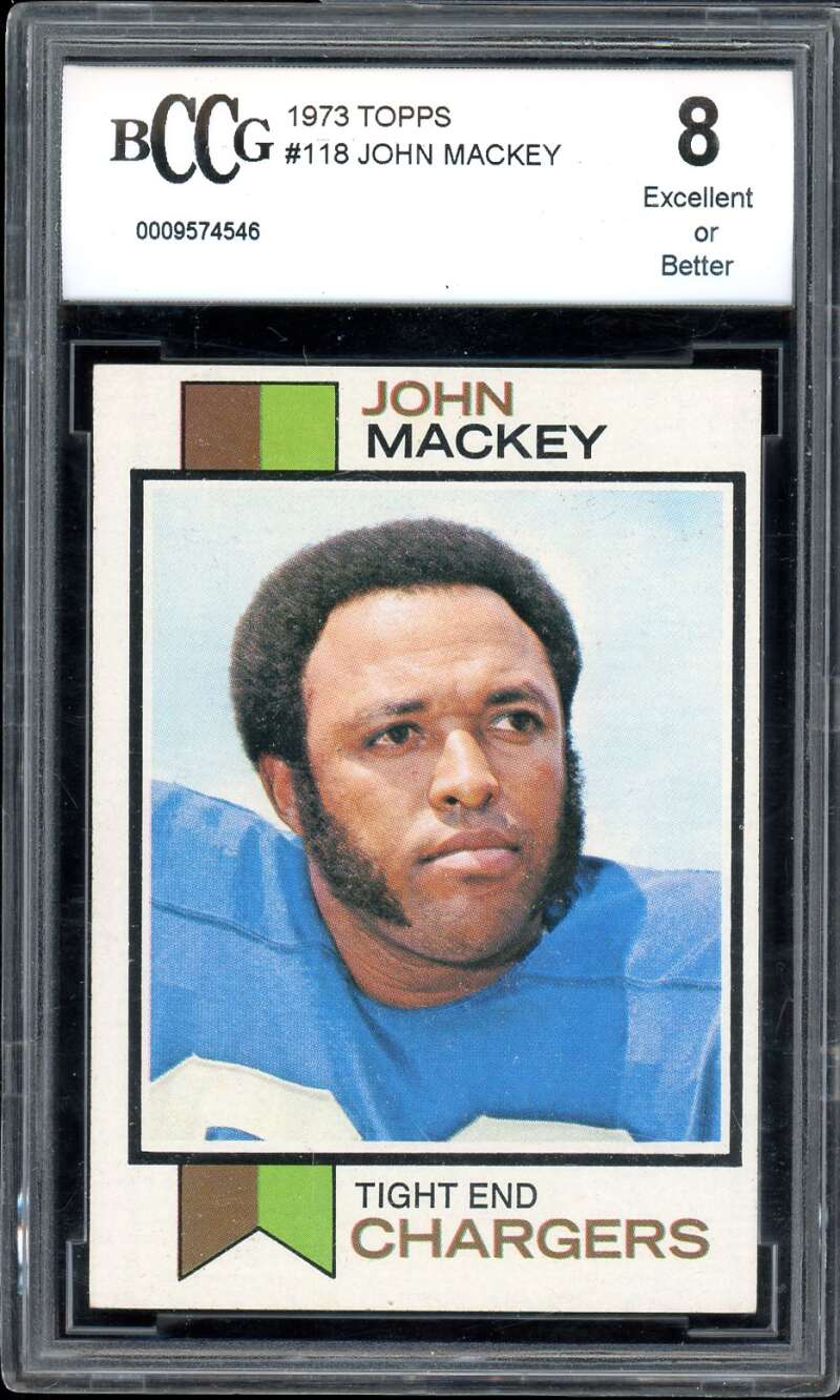 John Mackey Card 1973 Topps #118 BGS BCCG 8 Image 1