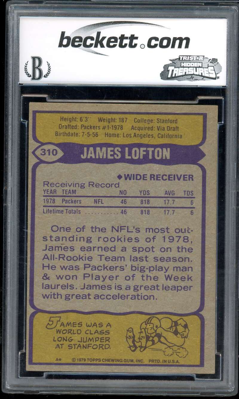 James Lofton Rookie Card 1979 Topps #310 BGS BCCG 8 Image 2