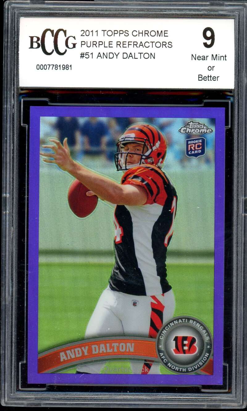 Andy Dalton Rookie Card 2011 Topps Chrome Purple Refractors #51 BGS BCCG 9 Image 1