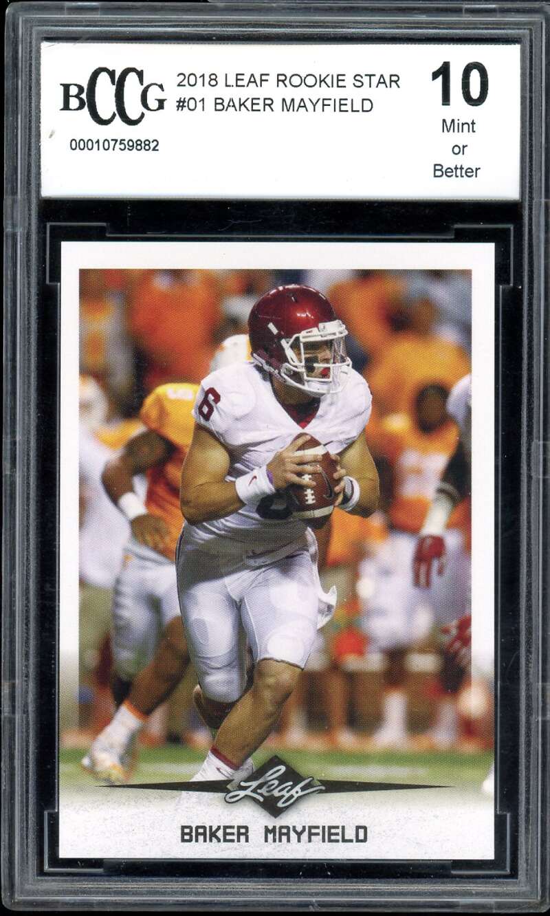 Baker Mayfield Rookie Card 2018 Leaf #01 BGS BCCG 10 Image 1