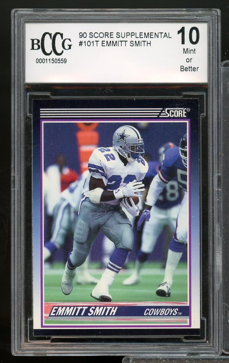 1990 Score Supplemental #101T Emmitt Smith Rookie Card BGS BCCG 10 Mint+ Image 1