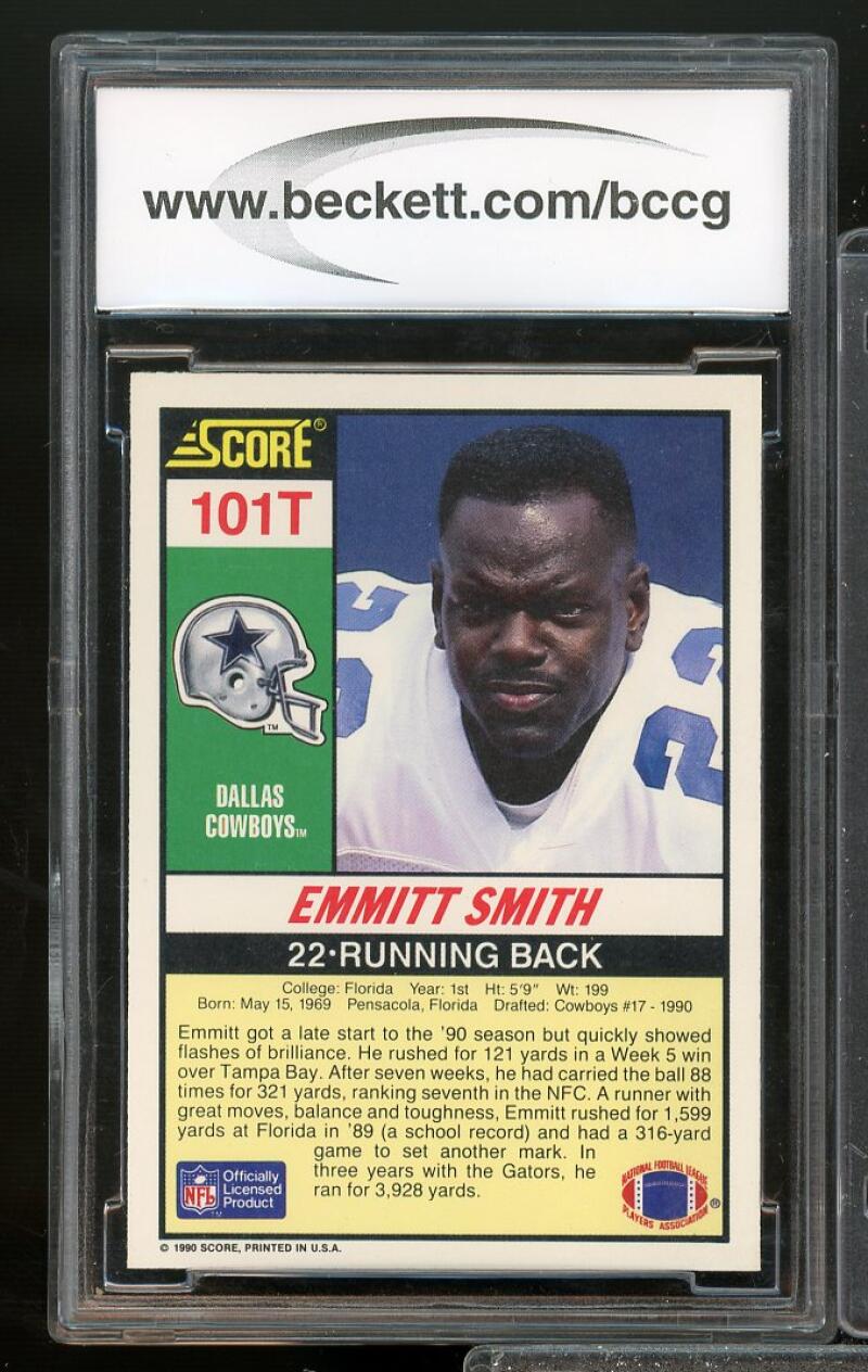 1990 Score Supplemental #101T Emmitt Smith Rookie Card BGS BCCG 10 Mint+ Image 2