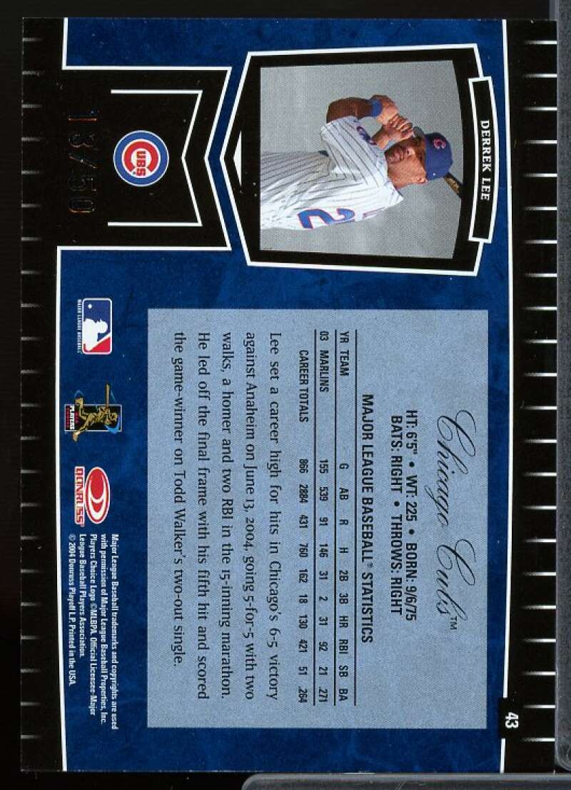 Derrek Lee Card 2004 Leaf Certified Cuts Marble Blue #43  Image 2