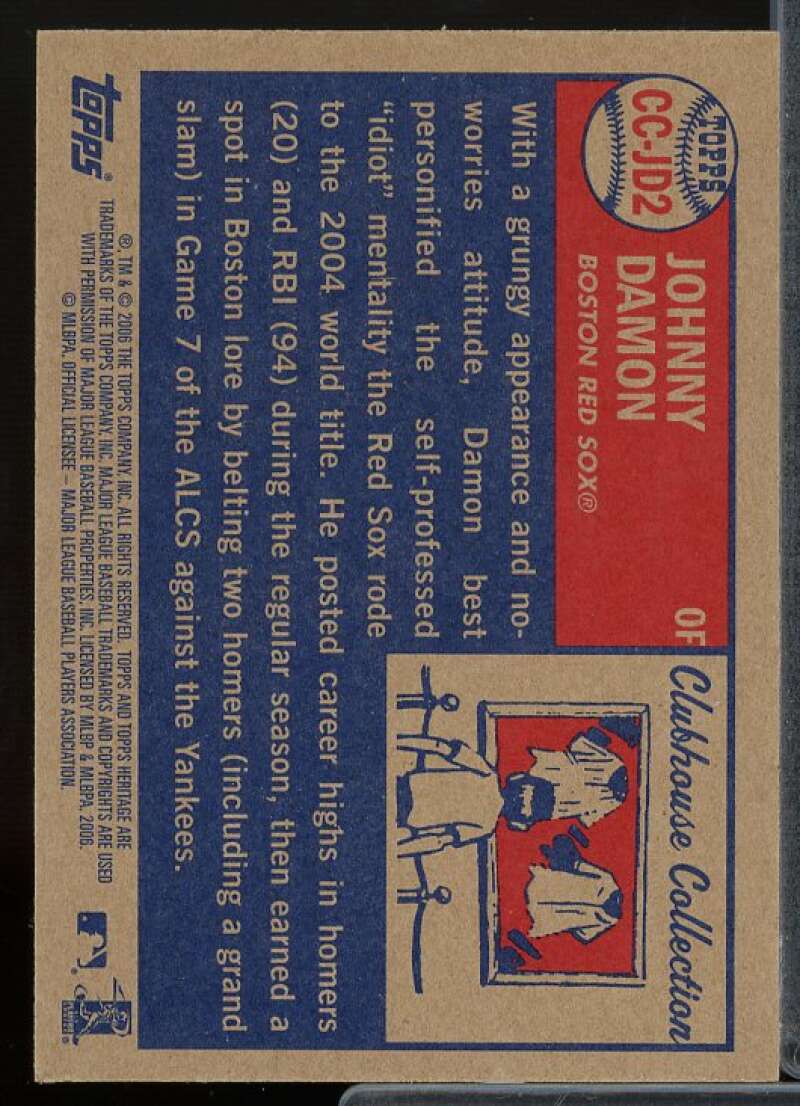 Johnny Damon Jsy G Card 2006 Topps Heritage Clubhouse Collection Relics #JD2  Image 2