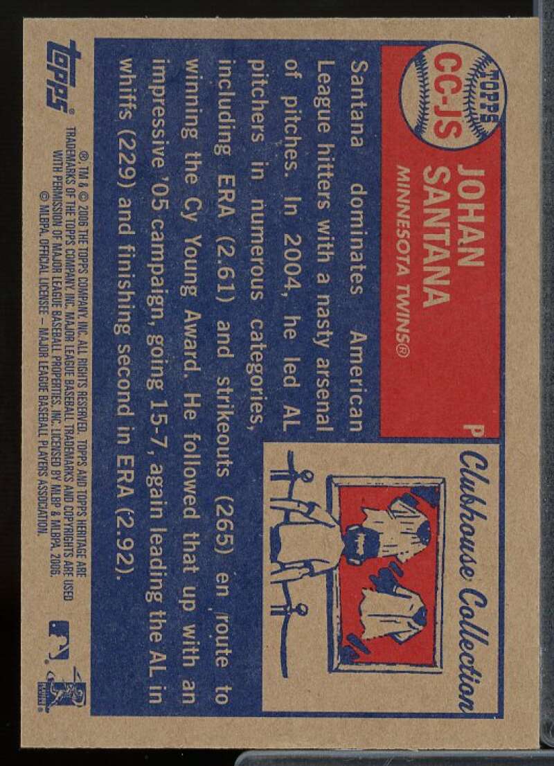 Johan Santana Jsy J Card 2006 Topps Heritage Clubhouse Collection Relics #JS  Image 2