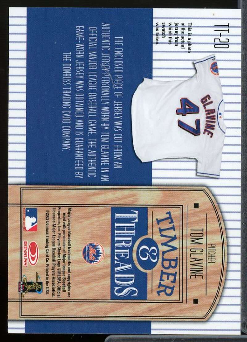 Tom Glavine Jsy Card 2004 Donruss Timber and Threads #20  Image 2