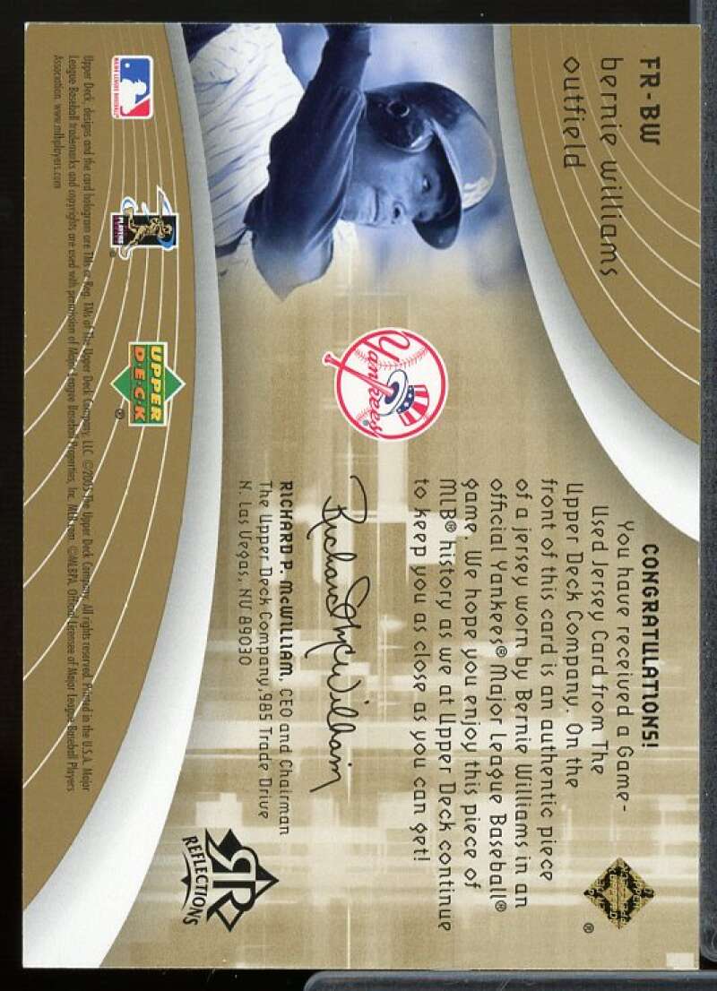 Bernie Williams Card 2005 Reflections Fabric Jersey #BW  Image 2