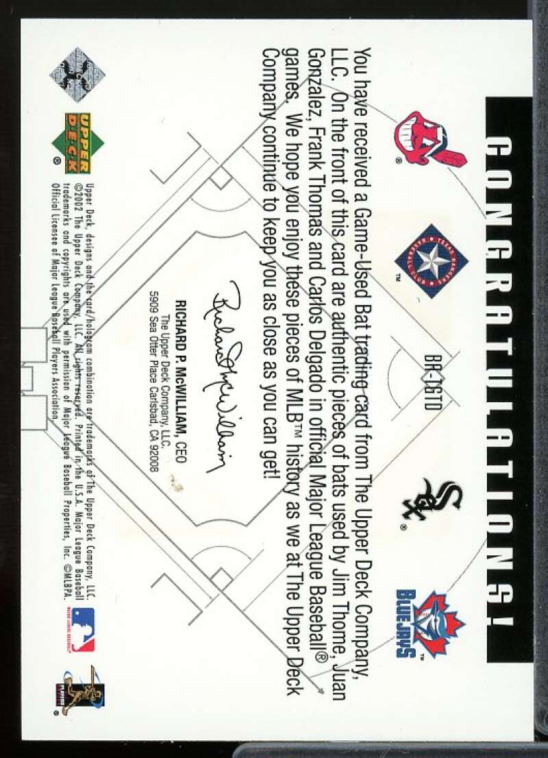 Thome/Gonzalez/Thomas/Delgado 2002 Diamond Connection Bat Around Quads #TGTD  Image 2