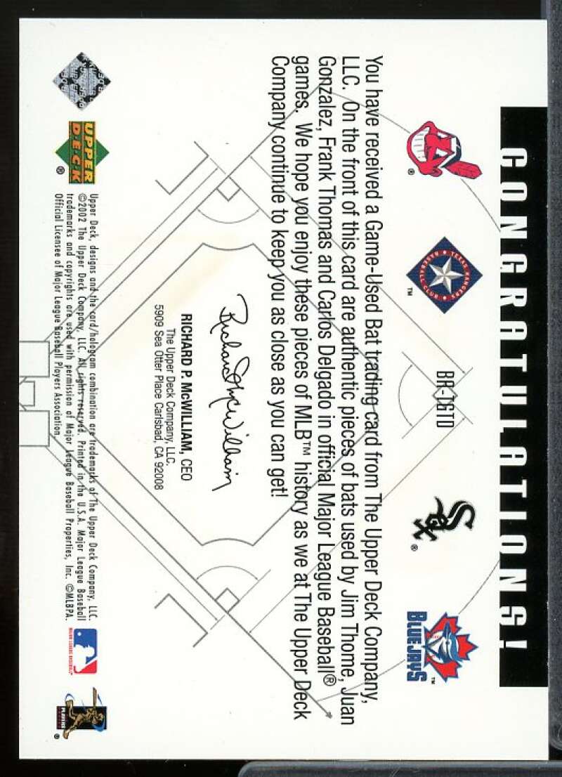 Thome/Gonzalez/Thomas/Delgado 2002 Diamond Connection Bat Around Quads #TGTD  Image 2