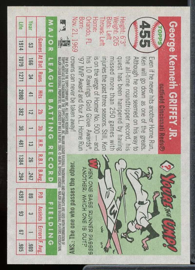 Ken Griffey Jr. SP Card 2004 Topps Heritage #455  Image 2