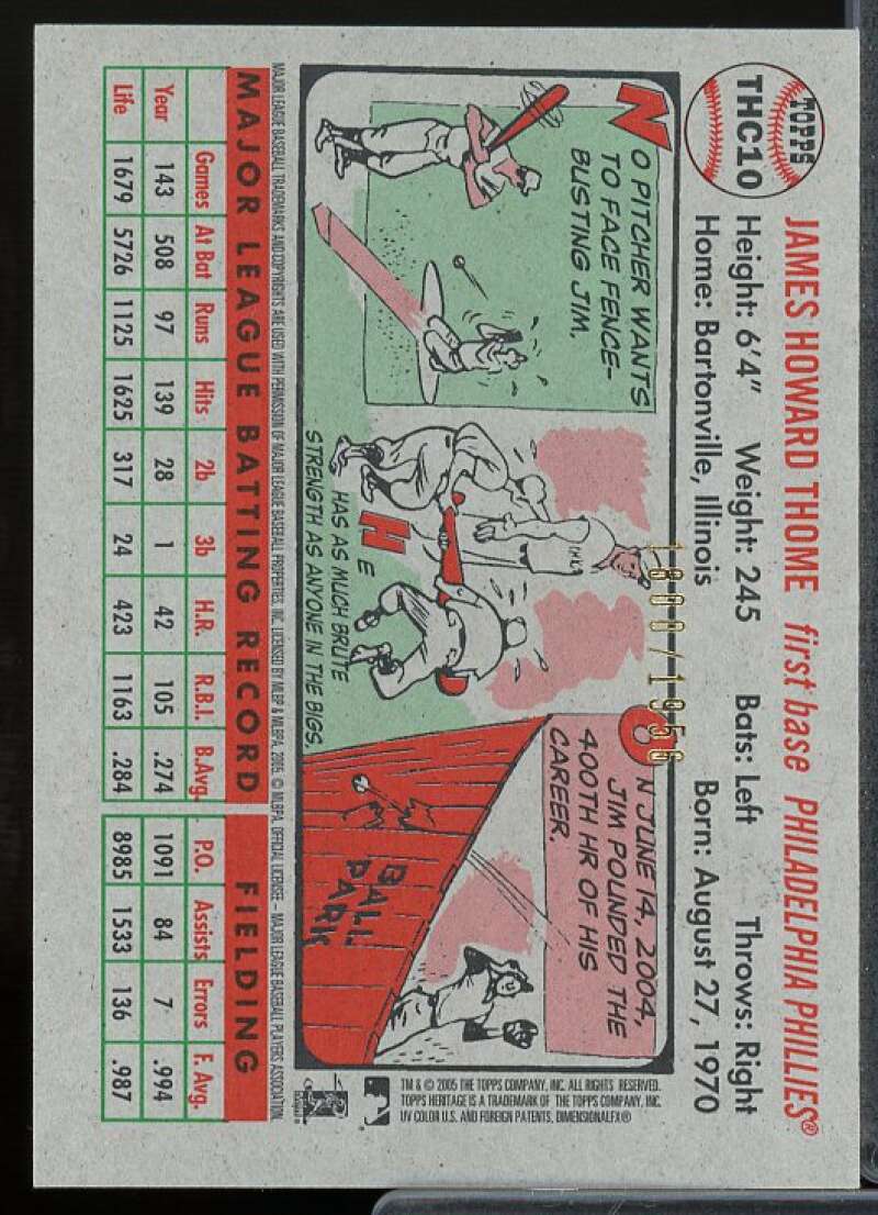 Jim Thome Card 2005 Topps Heritage Chrome #THC10  Image 2