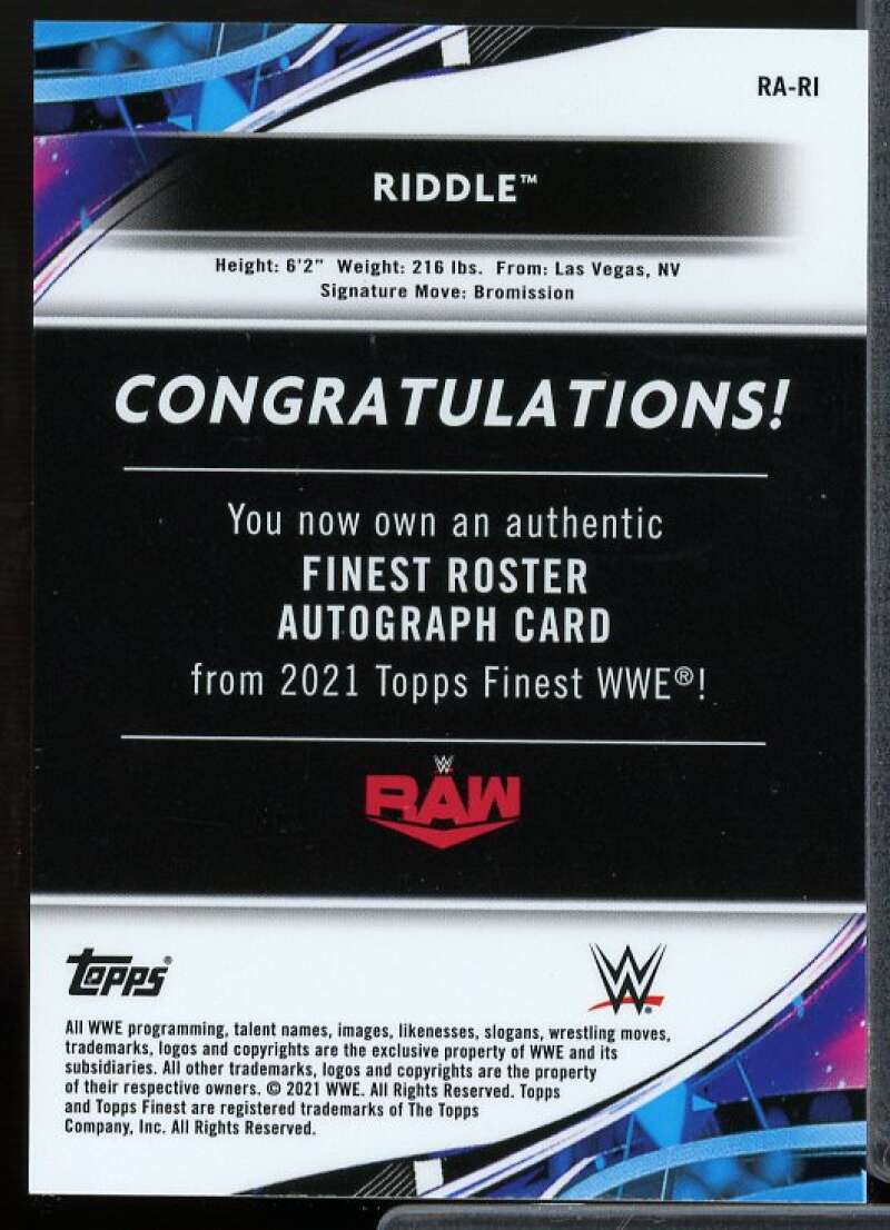 Riddle Card 2021 Finest WWE Autographs #RARI  Image 2