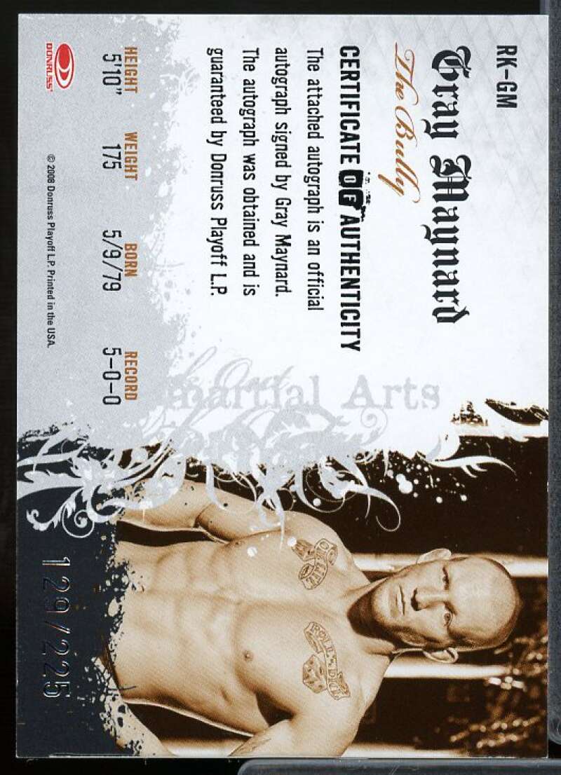 Gray Maynard Card 2008 Americana II Ring Kings Signature #GM  Image 2