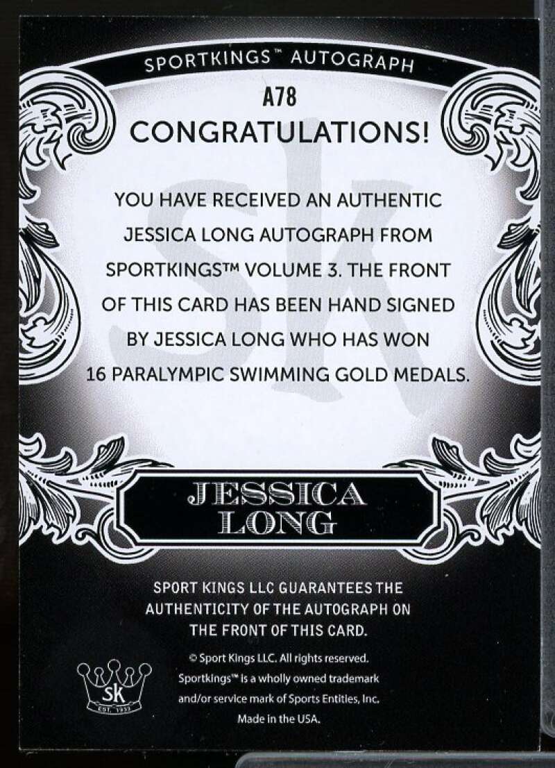 Jessica Long Card 2022 Sportkings Volume 3 Autographs #A78  Image 2