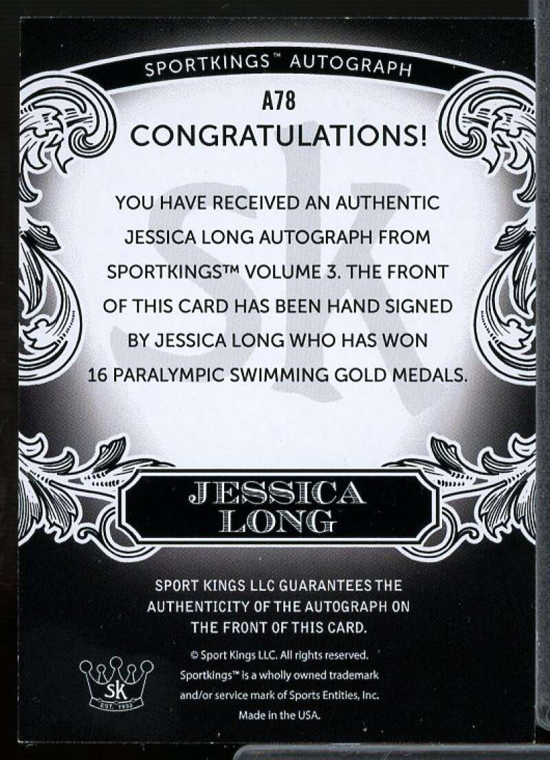 Jessica Long Card 2022 Sportkings Volume 3 Autographs #A78  Image 2