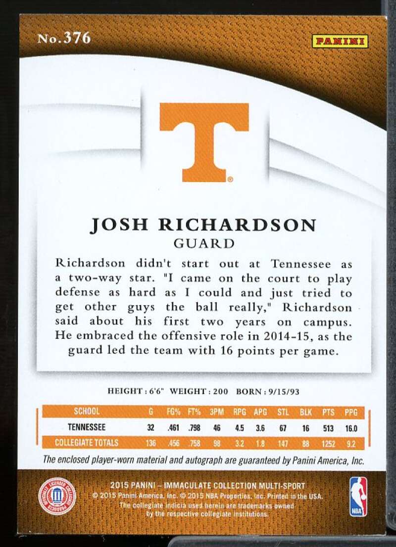 Richardson 2015 Immaculate Collection Collegiate Multisport BK Patch AU #376  Image 2