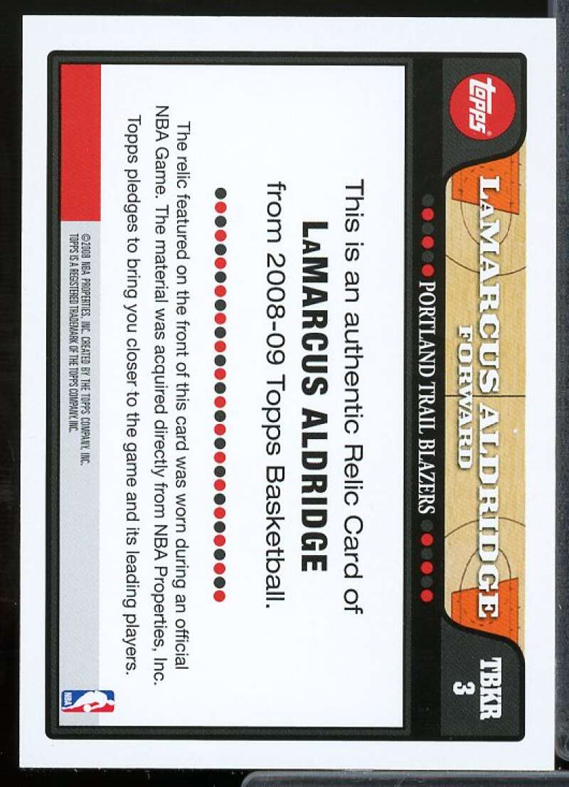 LaMarcus Aldridge Card 2008-09 Topps Retail Relics #TBKR3  Image 2