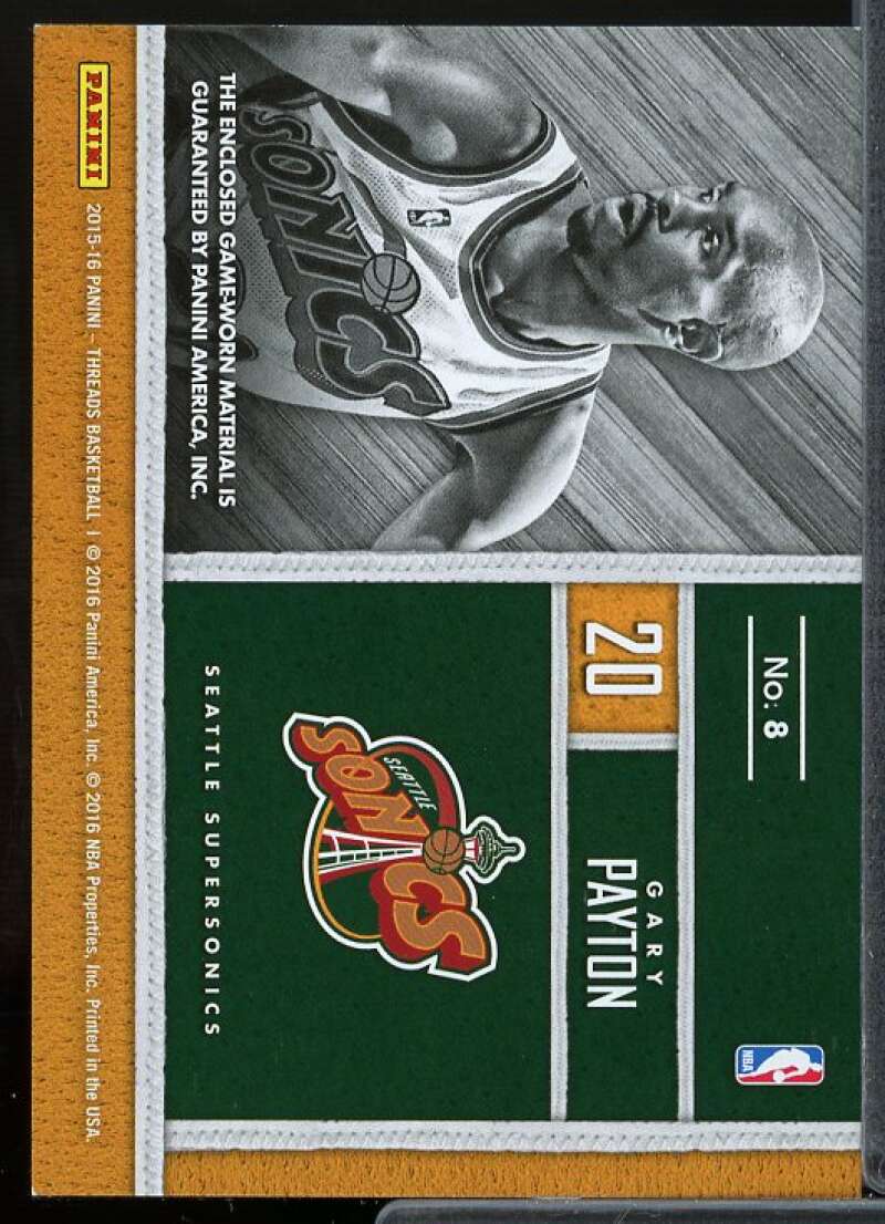 Gary Payton Card 2015-16 Panini Threads Century Greats Threads #8  Image 2