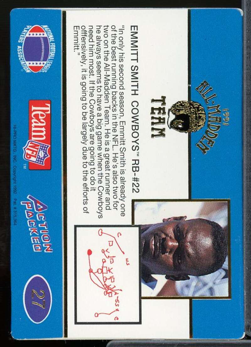 Emmitt Smith Card 1991 Action Packed All-Madden #27  Image 2