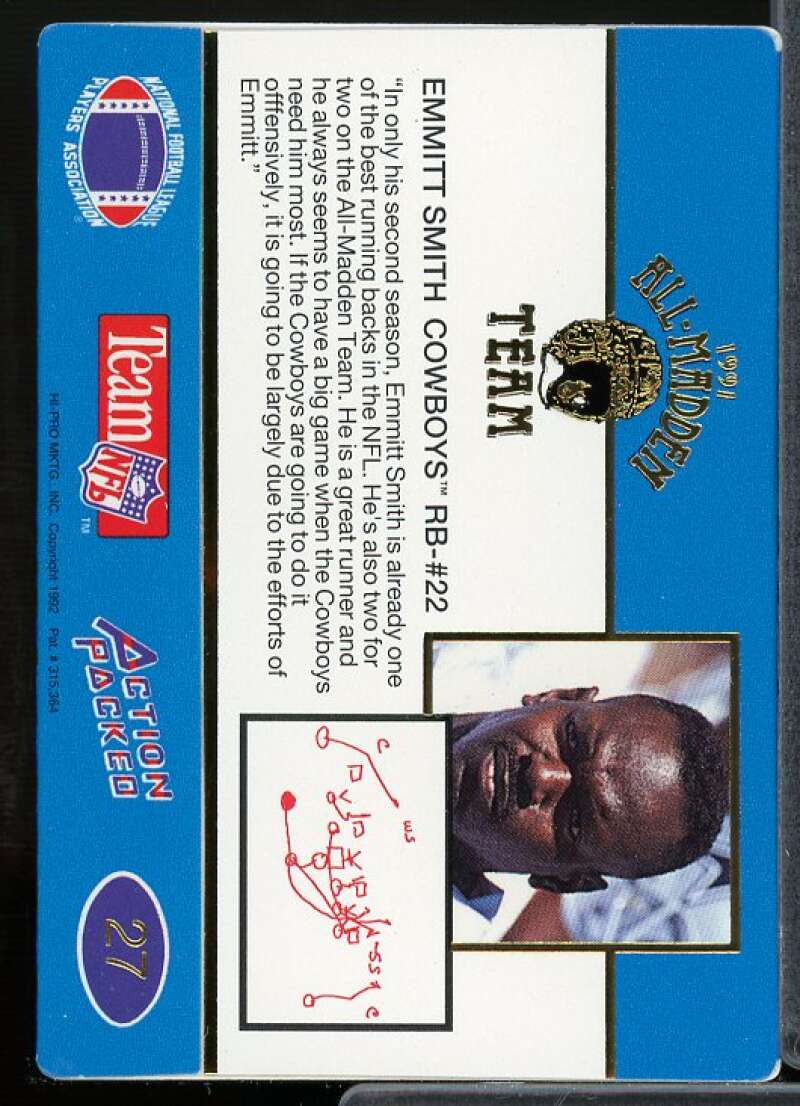 Emmitt Smith Card 1991 Action Packed All-Madden #27  Image 2