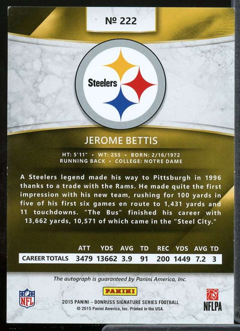 Jerome Bettis Card 2015 Donruss Signature Series #222  Image 2