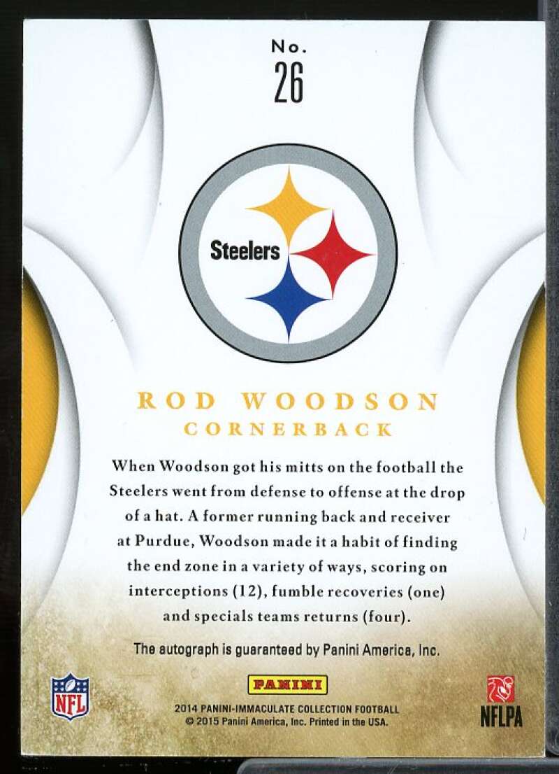 Rod Woodson Card 2014 Immaculate Collection Ink Gold #26  Image 2