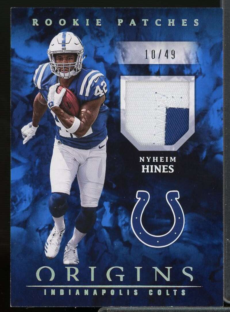 Nyheim Hines Rookie Card 2018 Panini Origins Rookie Patches Blue #19  Image 1