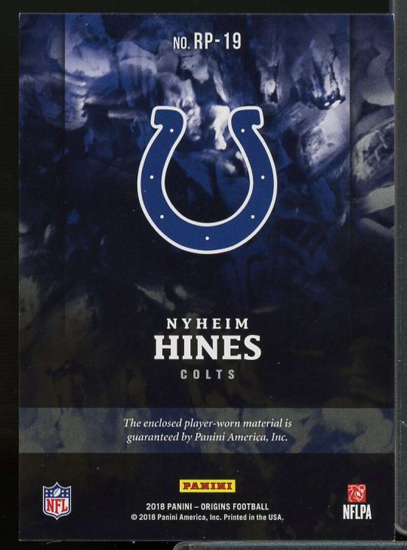 Nyheim Hines Rookie Card 2018 Panini Origins Rookie Patches Blue #19  Image 2