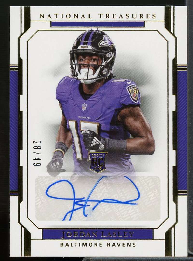 Jordan Lasley AU Rookie Card 2018 Panini National Treasures Gold #150  Image 1