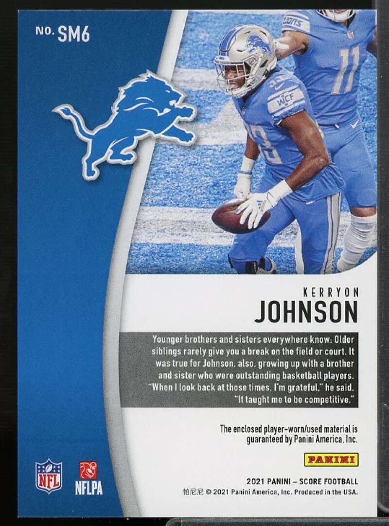 Kerryon Johnson Card 2021 Score Scoring Materials #6  Image 2