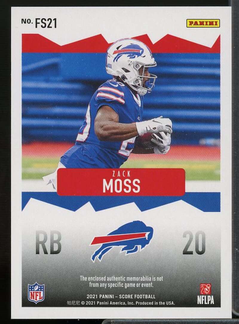 Zack Moss Card 2021 Score First Score Jerseys #21  Image 2