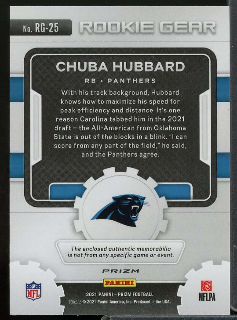 Chuba Hubbard Rookie Card 2021 Panini Prizm Rookie Gear #25  Image 2