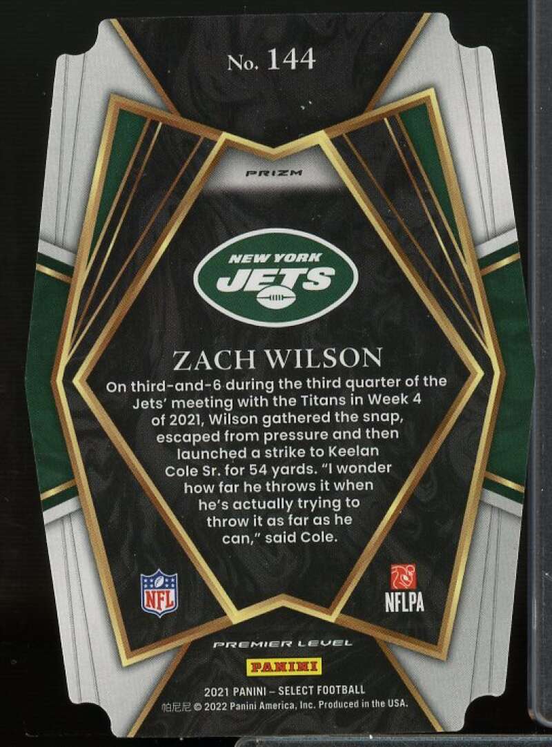 Zach Wilson Rookie Card 2021 Select Prizm Silver Die Cut #144  Image 2