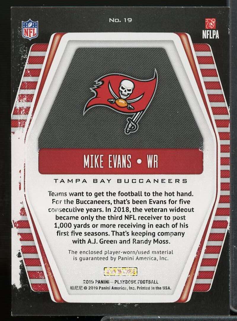 Mike Evans Card 2019 Panini Playbook Hot Routes Jerseys #19  Image 2