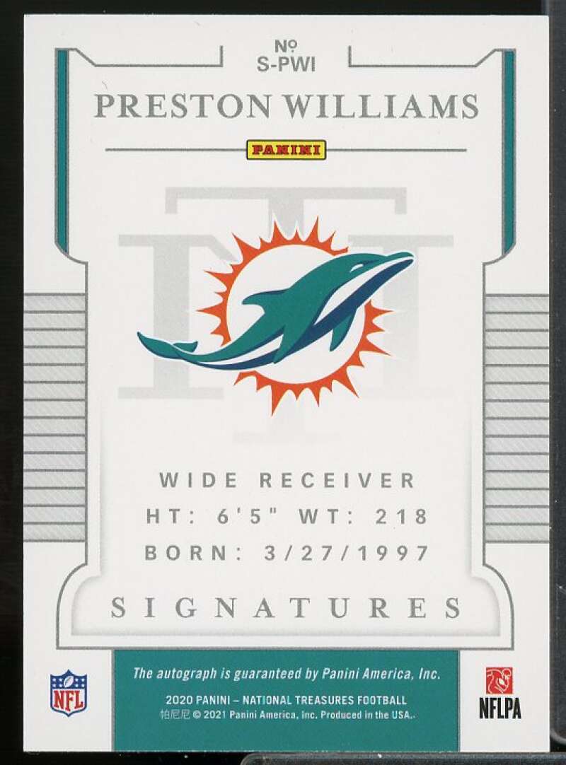 Preston Williams Card 2020 Panini National Treasures Signatures #78  Image 2