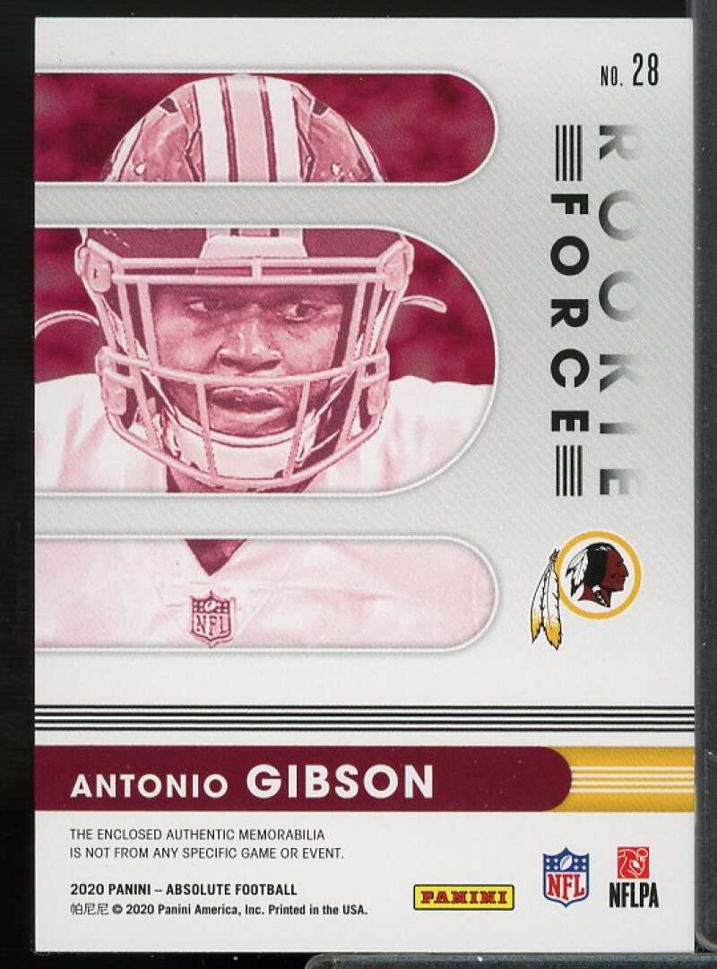 Antonio Gibson Rookie Card 2020 Absolute Rookie Force Jerseys #28  Image 2