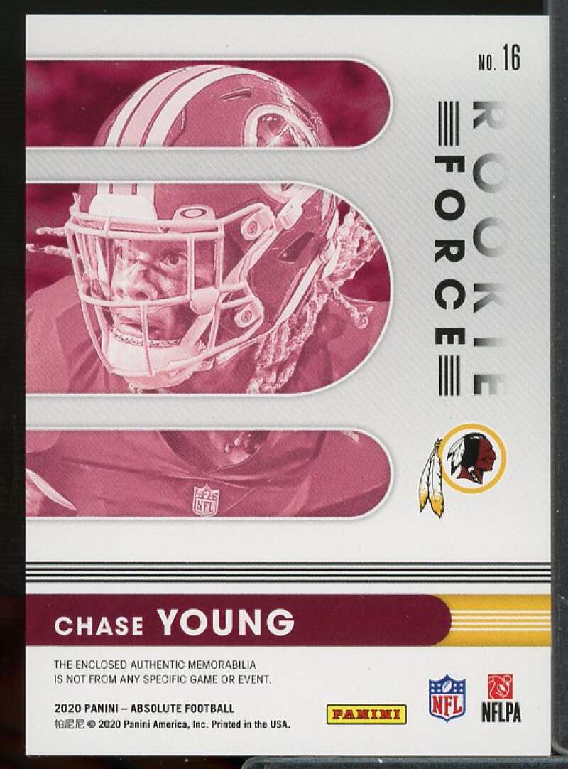 Chase Young Rookie Card 2020 Absolute Rookie Force Jerseys #16  Image 2