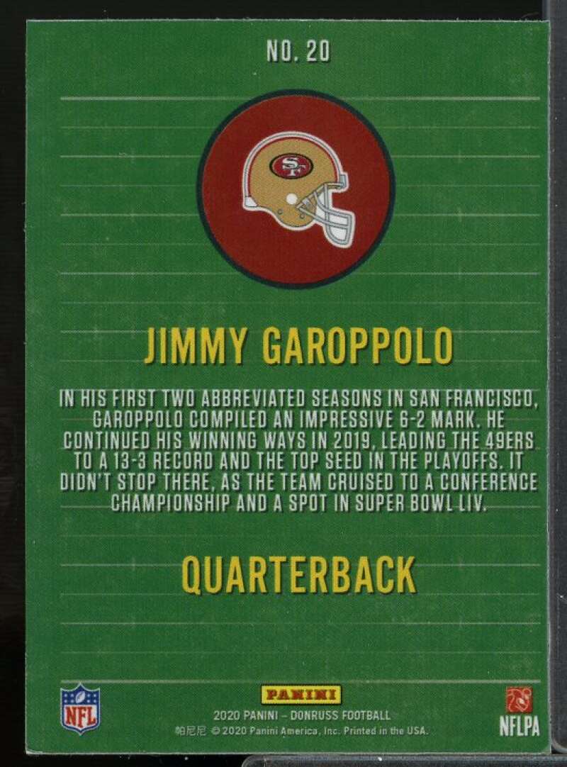 Jimmy Garoppolo Card 2020 Donruss Rise 'n Shine Magnet #20  Image 2