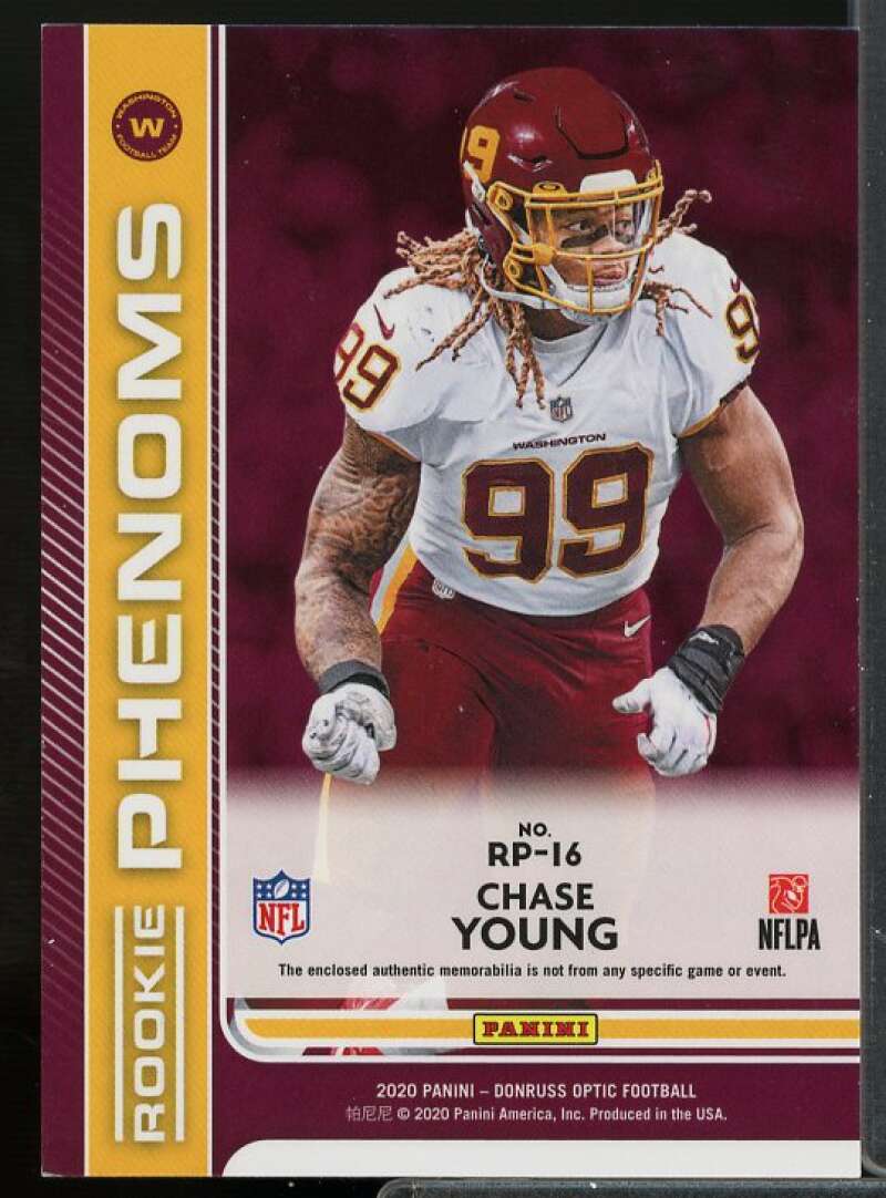 Chase Young Rookie Card 2020 Donruss Optic Rookie Phenoms Jerseys Red Hyper #16  Image 2