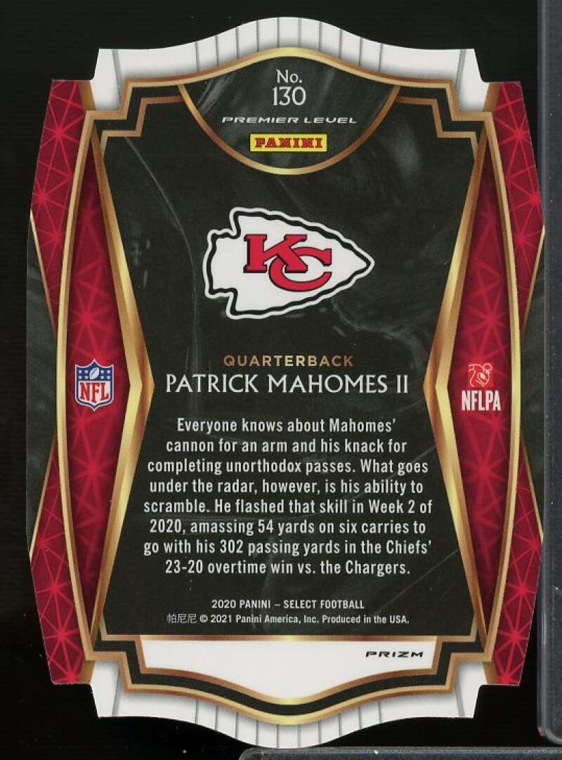 Patrick Mahomes II Card 2020 Select Prizm Blue Die Cut #130  Image 2