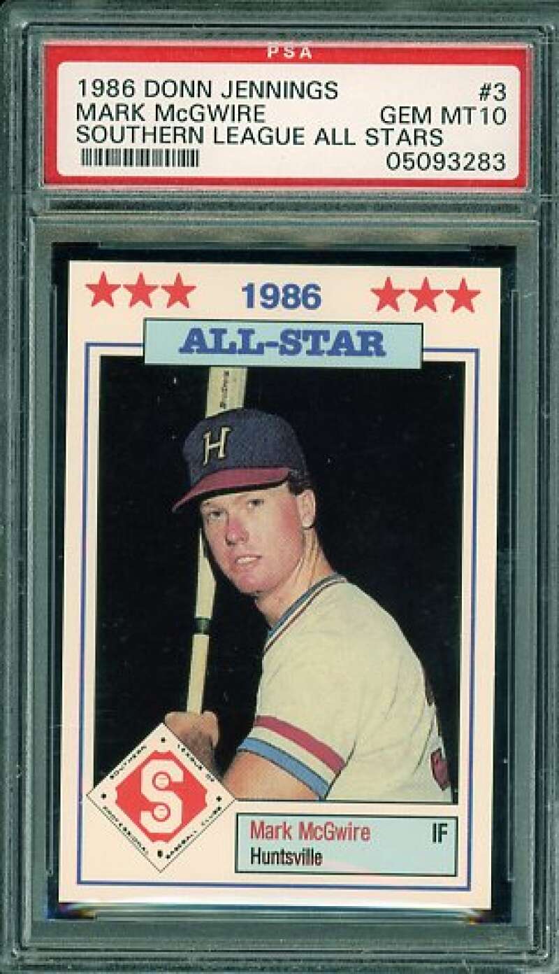 Mark McGwire Minor League Rookie Card 1986 Donn Jennings #3 PSA 10 Image 1